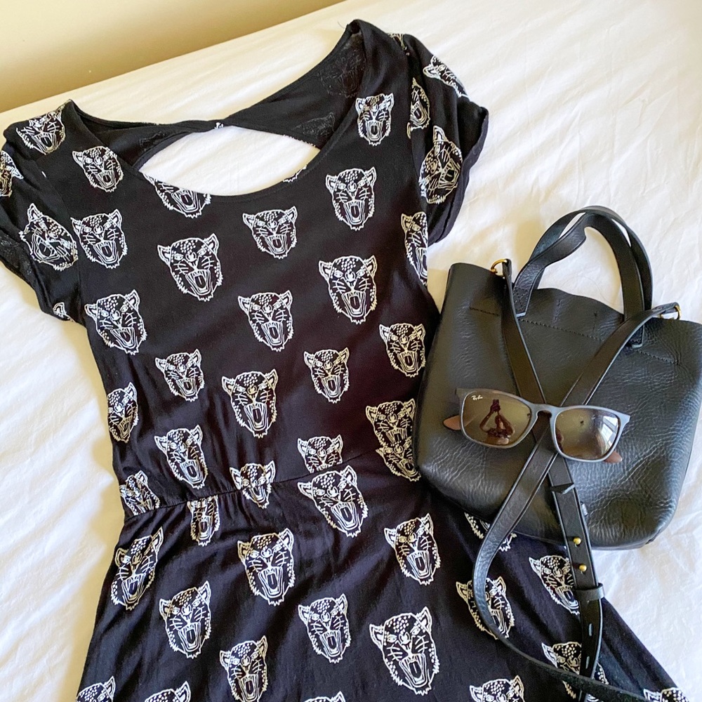 Black and white tiger print mini dress